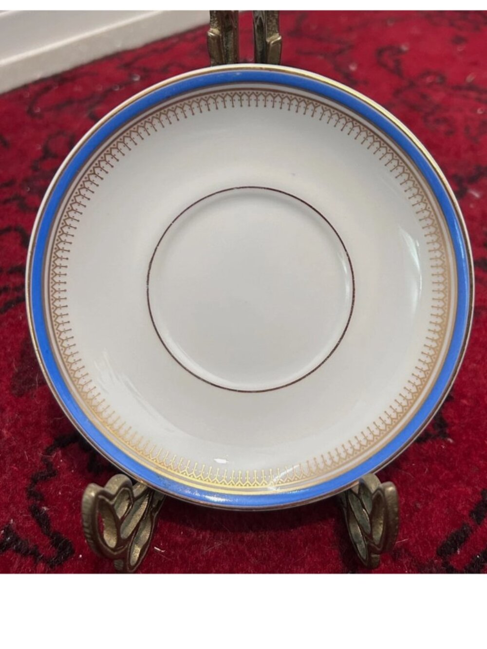 Vintage Vista Alegre Portugal 4.5" Saucer Plate Porcelain Blue w/Gold